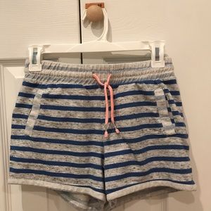 grey and blue athletic works draw string shorts
